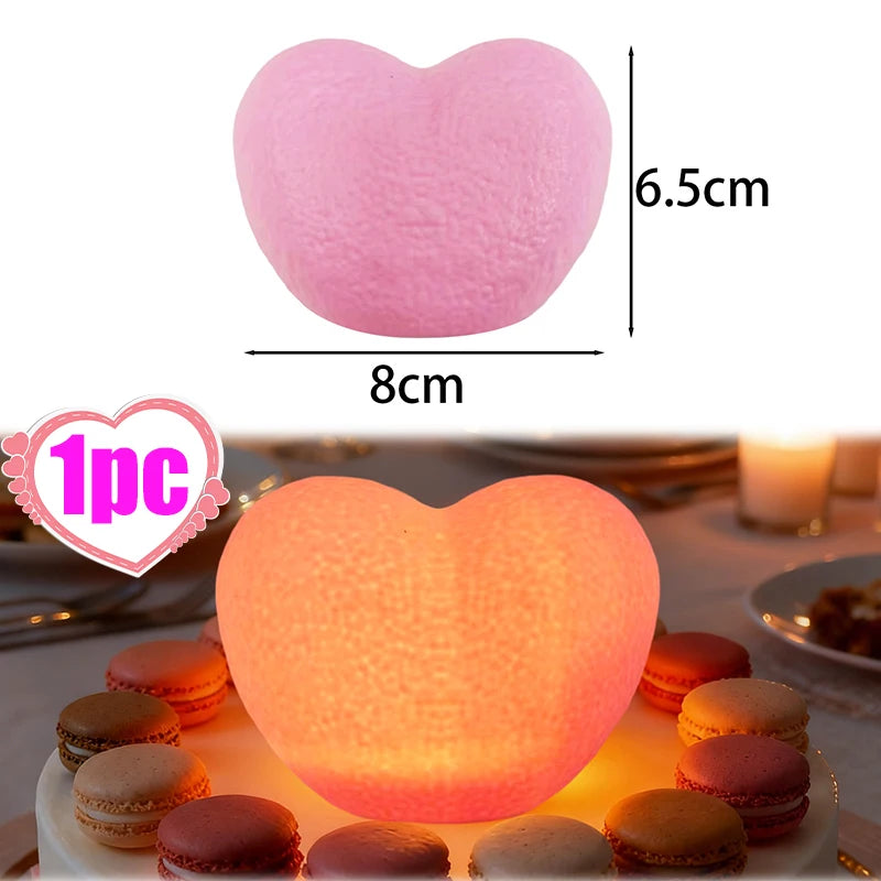 Romantic Creative 3D Love Heart LED Lamp Wedding Cake Night Light Ornament Birthday Christmas Home Ambient Light Gift Box Decor