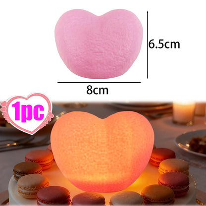 Romantic Creative 3D Love Heart LED Lamp Wedding Cake Night Light Ornament Birthday Christmas Home Ambient Light Gift Box Decor