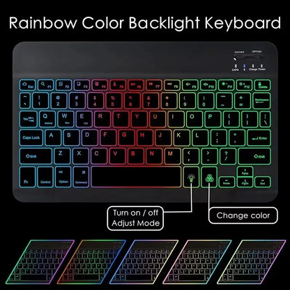 Mini Keyboard Wireless Bluetooth Keyboard 7 Color Backlit Rechargeable Keyboard Silent Keyboard For PC Android Windows iPad