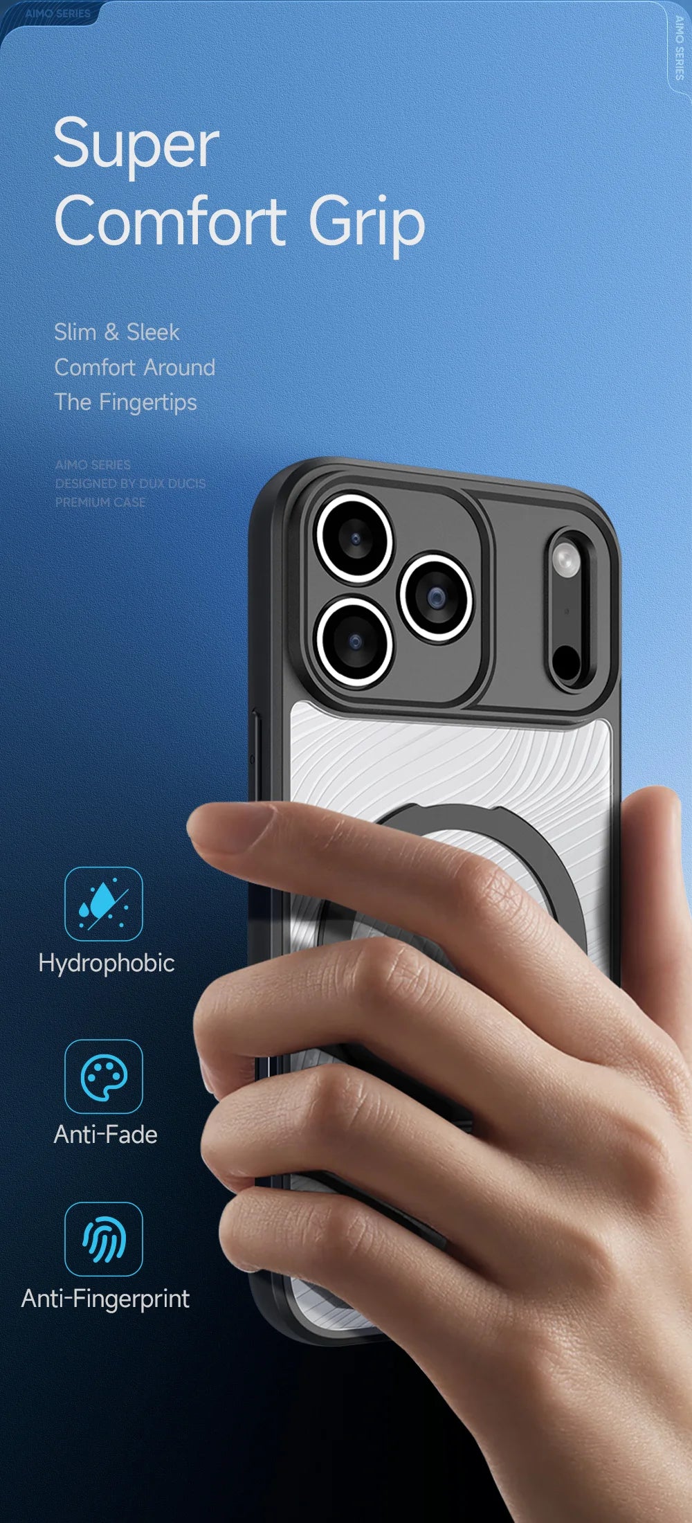 DUX DUCIS Magnetic Phone Case for iPhone 17 Pro Max & iPhone 17 Air Back Stand Cover with Transparent Flowing Lines Design