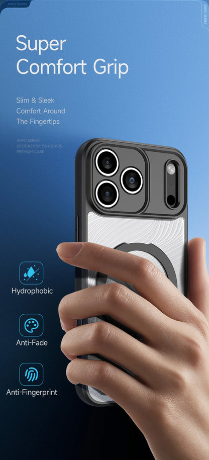 DUX DUCIS Magnetic Phone Case for iPhone 17 Pro Max & iPhone 17 Air Back Stand Cover with Transparent Flowing Lines Design