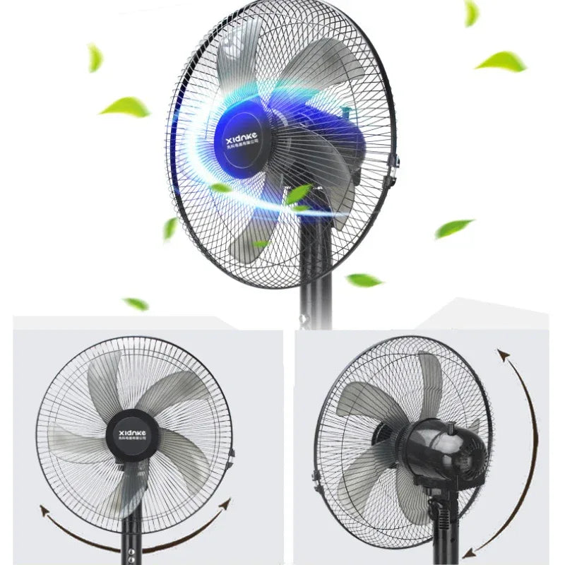 Household Silent Remote Control Standing Fan-5-Blade Powerful Oscillating Fan with Energy-Saving Motor, Adjustable Height