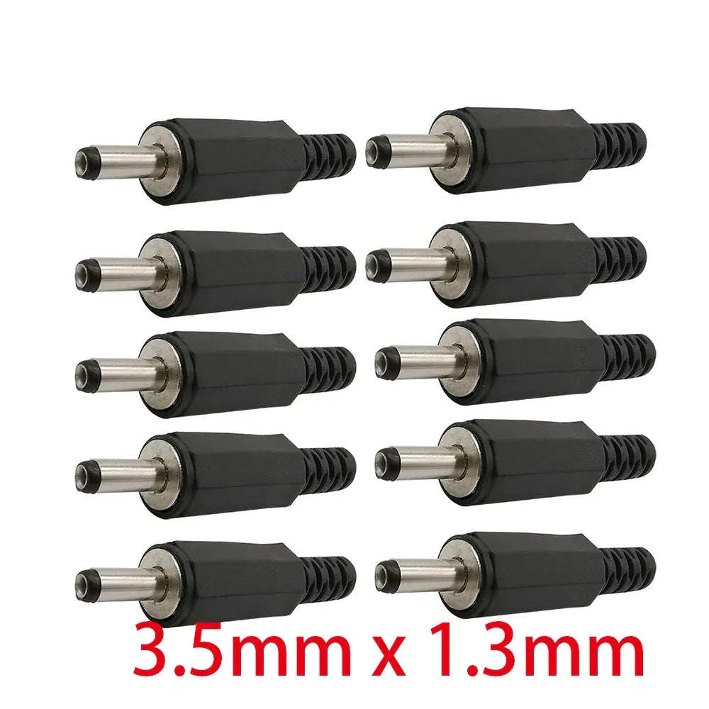 10Pcs 3.5 x 1.3mm 5.5 x 2.1mm 5.5 x 2.5mm 6.5 x 4.4mm DC Power Male Plug Jack Adapter Wire Charging Plug Electric Connector