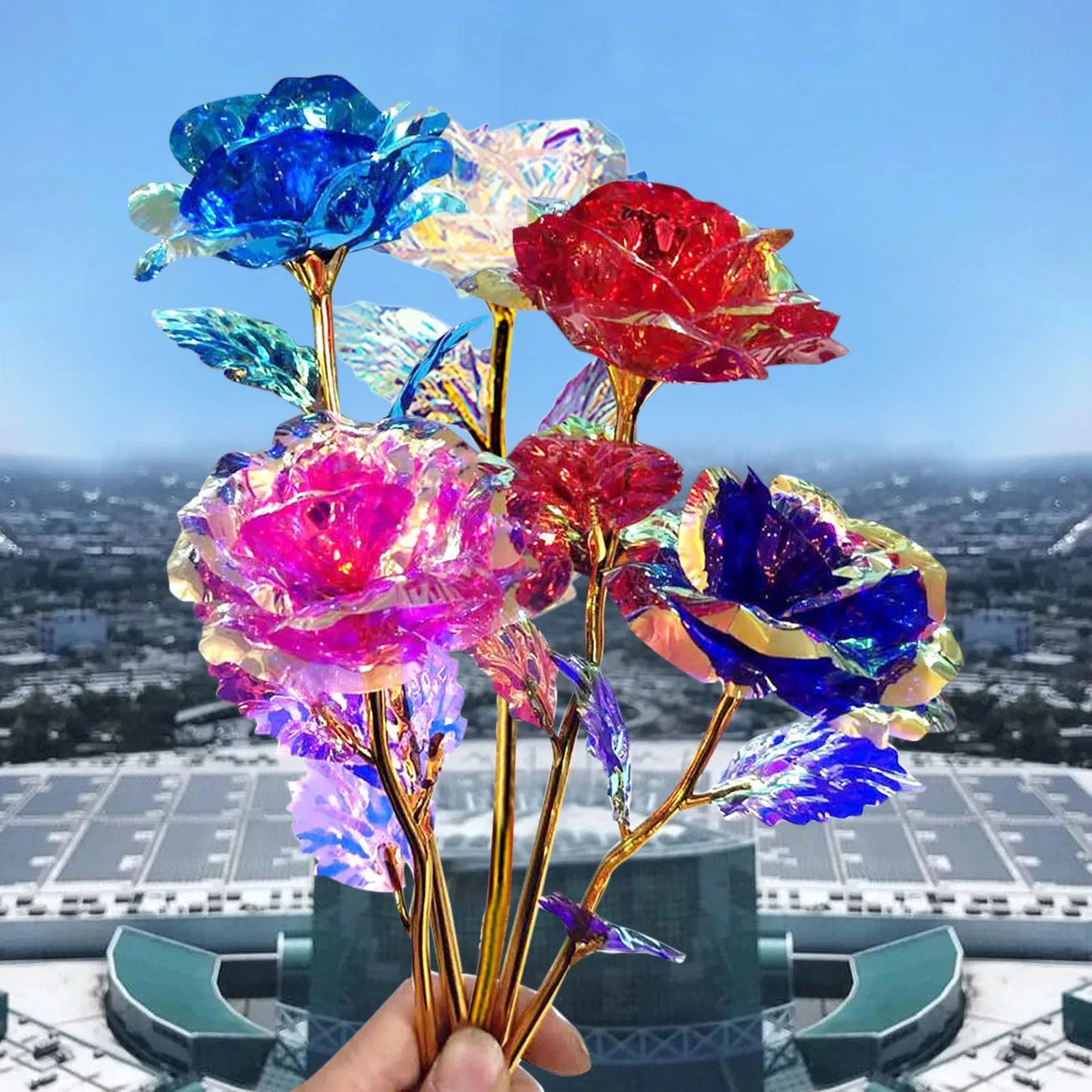 5-50PCS Simulation Artificial Rose Flower Diy Foil Plated Rose Lasts Forever Love Wedding Decor Roses Valentine's Day Gift