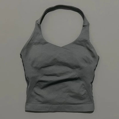 HISTELLO Halter Top Gym Vest Woman Backless Tank Tops Push Up Sport Bras Running Vest Workout Tops Activewear Yoga Clothing