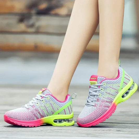 Women's Knitted Running Shoes Colorful Design Breathable Mesh Comfortable Bright Colors Shoes Outdoor Fitness Jogging Walking