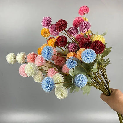 5 Head Dandelion Artificial Flowers Wedding Decoration Fake Flowers Small Thorn Ball DIY Home Decor Bouquet Valentine's Day Gift