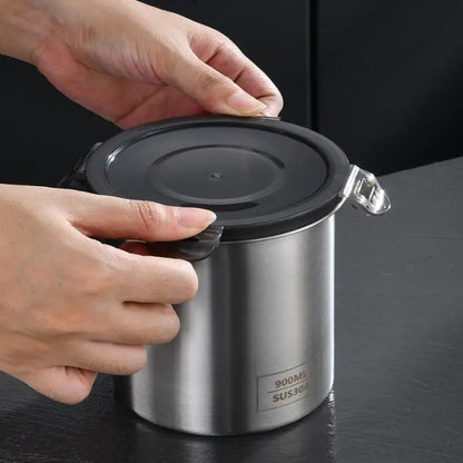 Stainless Steel Storage Jars Set 500/900/1400ml Sealed Containers Kitchen Organizer for Fresh Grain Vegetable Coffee