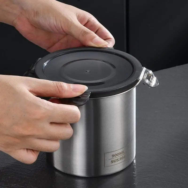 Stainless Steel Storage Jars Set 500/900/1400ml Sealed Containers Kitchen Organizer for Fresh Grain Vegetable Coffee