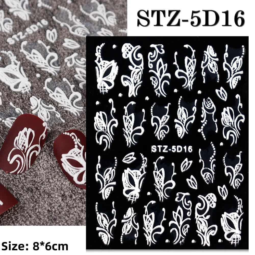 1pc Christmas Nail Art Stickers 5D Winter Holiday Themed Nail Decor Santa/Snowflakes/Christmas Trees/Gingerbread Nail Supplies *