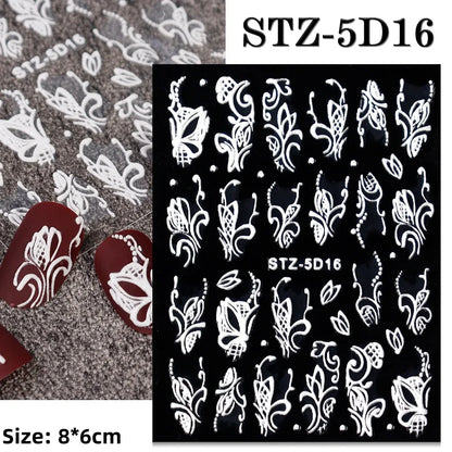1pc Christmas Nail Art Stickers 5D Winter Holiday Themed Nail Decor Santa/Snowflakes/Christmas Trees/Gingerbread Nail Supplies *