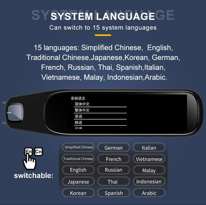 MD21 voice Translation Pen Real Time Intelligent Text Scanning Point Reading Learning Smart Voice Translator  Recording Pen
