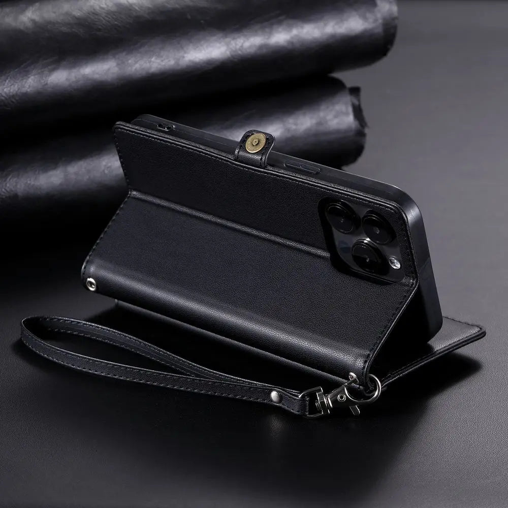 Coque Xiaomi 14 13 12 11 10 - Flip Wallet avec Porte-Carte et Lanière