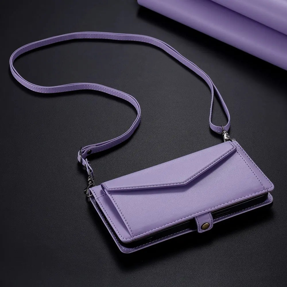 Coque Xiaomi 14 13 12 11 10 - Flip Wallet avec Porte-Carte et Lanière