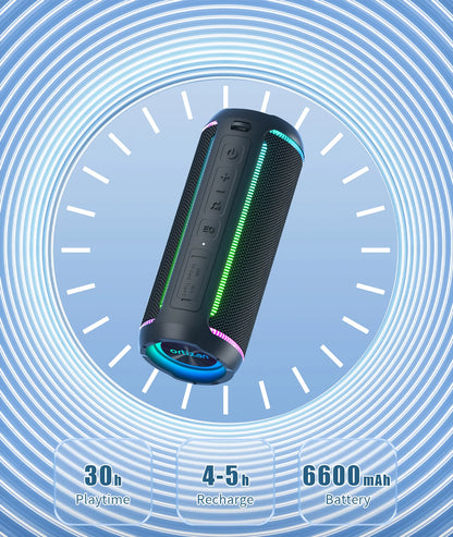Ortizan Wireless Portable Bluetooth Speaker X30 with 40W Stereo Sound, Rich Bass, IPX7 Waterproof, 30H Playtime, TWS, LED Lights