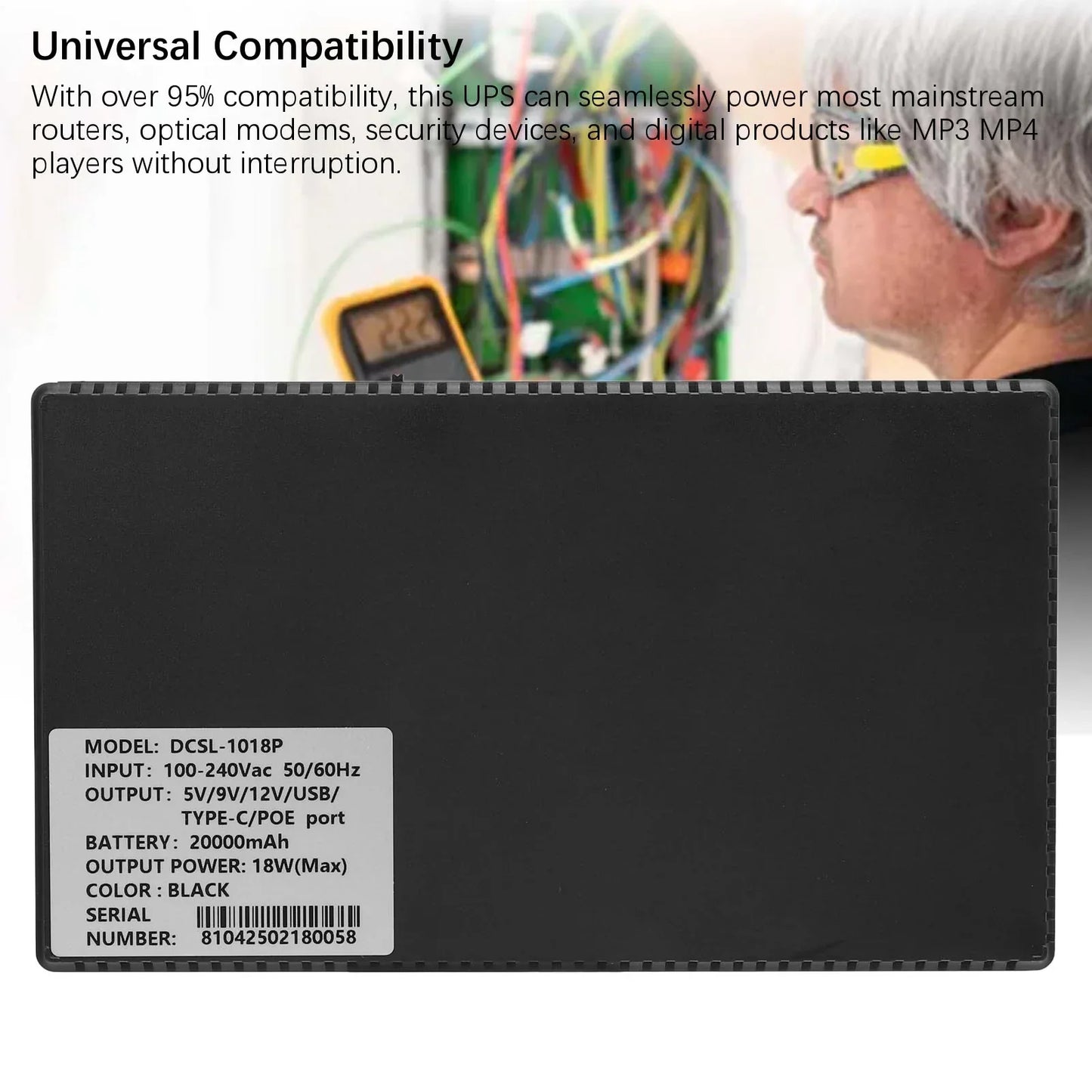 UPS Battery Backup 20000mah Uninterruptible Power Supply Backup Battery Power Supply for Camera Router MP3 MP4 Players