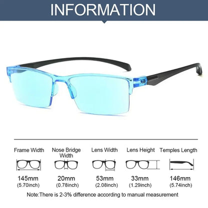 Lunettes de lecture intelligentes à zoom automatique, anti-lumière bleue, autofocus, monture demi-cerclée, vision de près et de loin, pour ordinateur