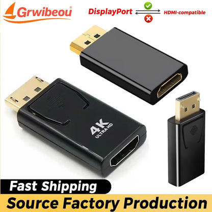 HD 4K DisplayPort To HDMI-compatible Adapter Converter DP Male To Female HDMI-compatible HDTV Adapter Video Audio PC Laptop