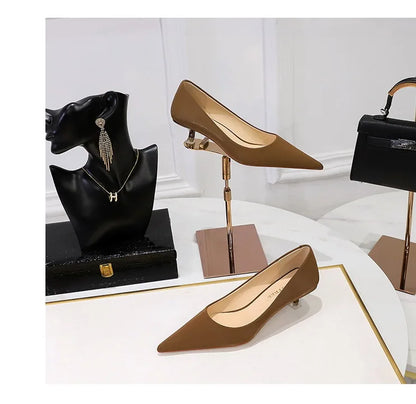 BIGTREE Shoes Women 4.5 Cm Heels Pointed Toe Woman Pumps Fashion Kitten Heels Large Size 34-43 Sexy Mid Heeled Female Shoes 2026