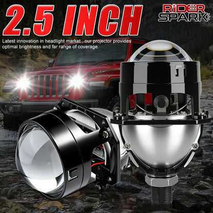2.5 Inch Bi Led Projector Lens Led Light H4 H7 9005 9006 Car Headlight Bulb High Low Beam 6000K Diode 100W 40000LM Turbo Tuning