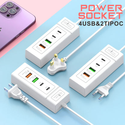 4 Ports USB Fast Charging Charger Type C Wall Charger For iPhone Samsung Xiaomi Huawei Phone Charger EU/US/UK Plug Power Adapter