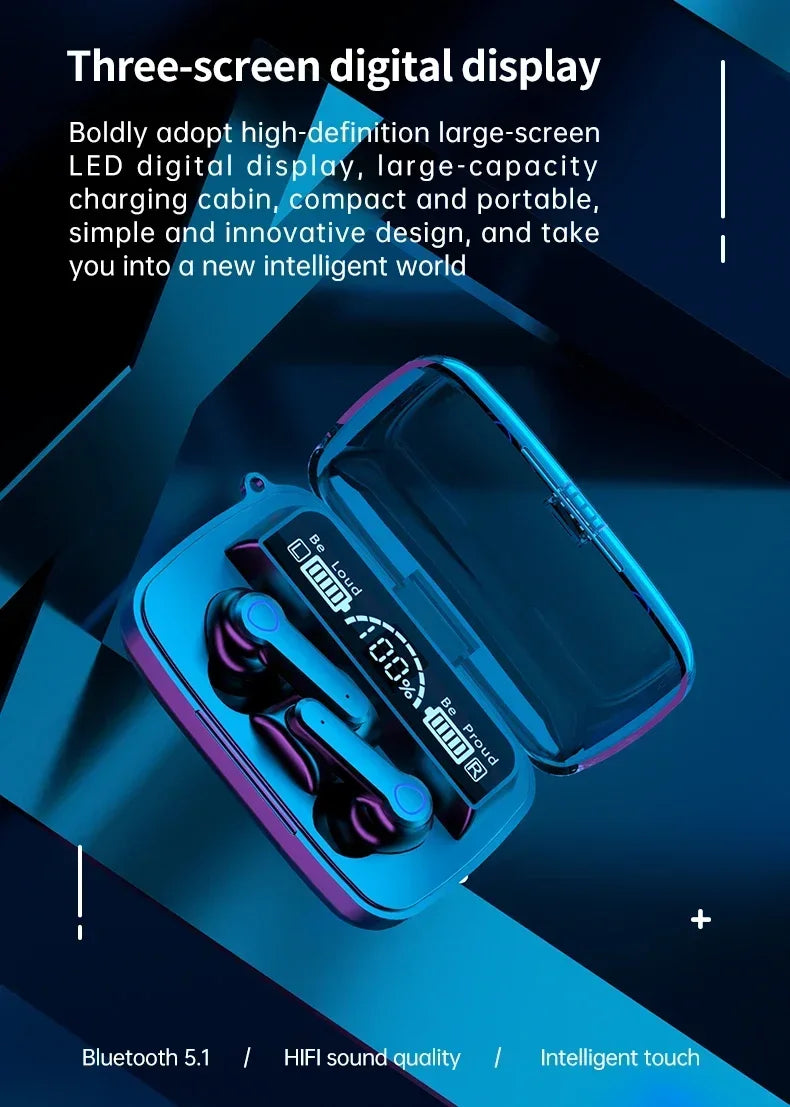 M19 headset TWS Earphone Intelligente Touch Control Wireless Bluetooth-compatible Headphones Waterproof LED Display With Mic