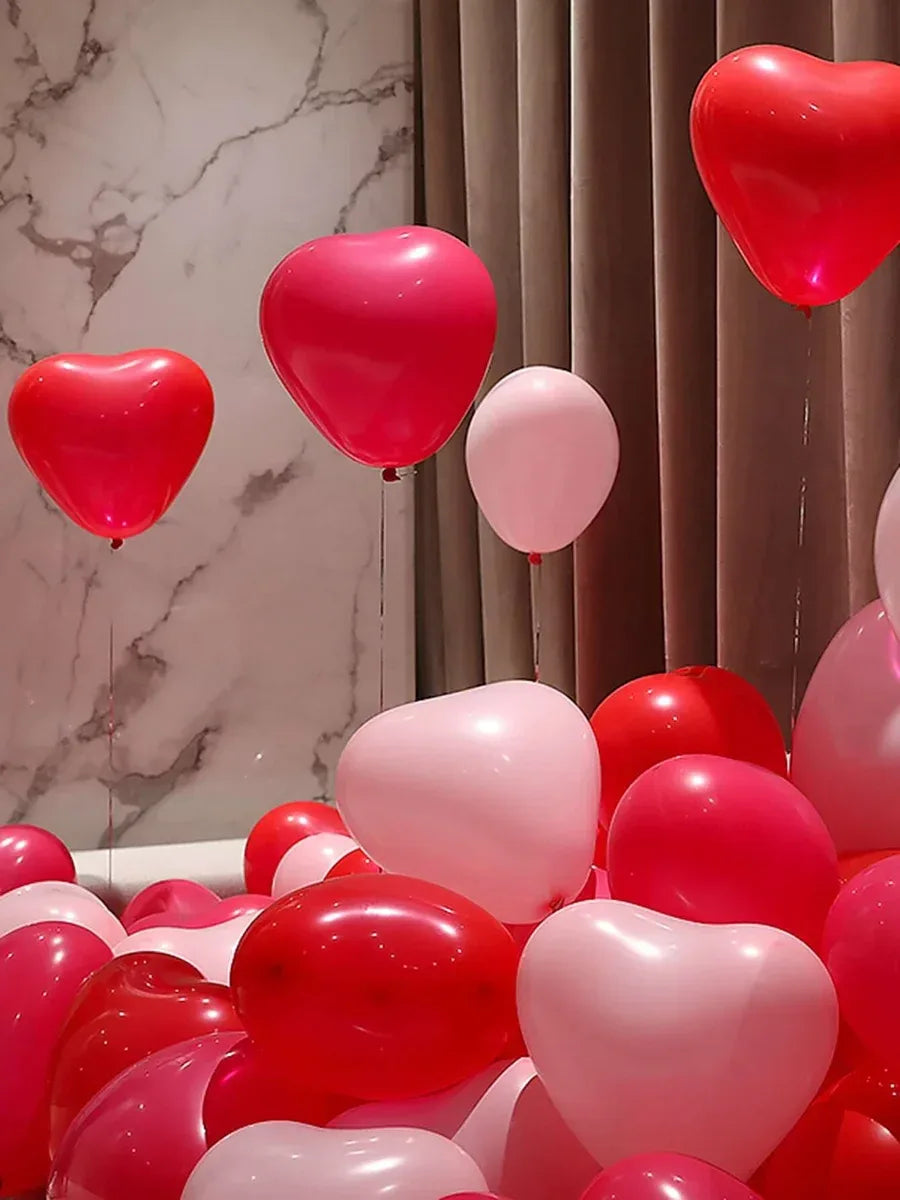10/20Pcs Heart Shaped Balloons Red Pink Black Latex Balloon for DIY Valentine's Day Engagement Wedding Party Anniversary Decor