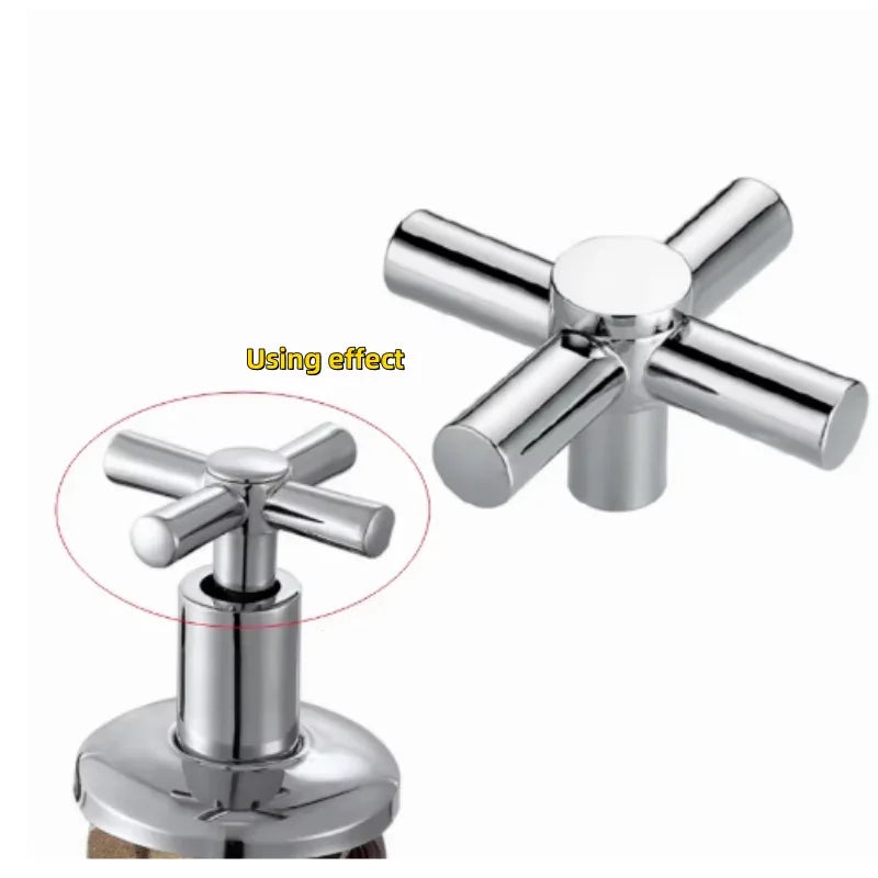 Cross Faucet Handle Knob Zinc Alloy Handwheel Universal Hot Cold Sink Taps Switch For Kitchen Bathroom Tap Replacement Parts