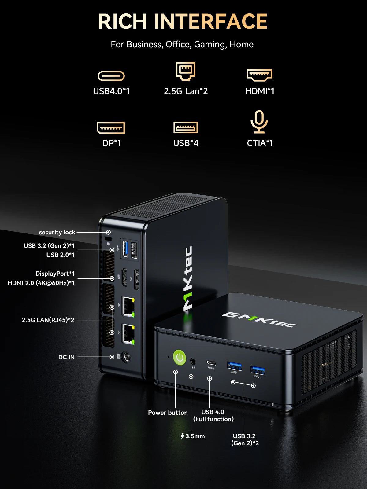 GMKtec M6 Ultra Mini PC AMD Ryzen 5 7640HS 16GB RAM 512GB ROM Desktop Computer 2.5G Dual LAN WiFi 6E BT 5.2 Windows 11 Pro