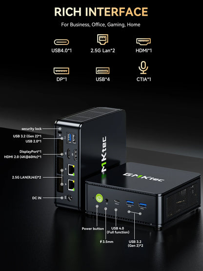 GMKtec M6 Ultra Mini PC AMD Ryzen 5 7640HS 16GB RAM 512GB ROM Desktop Computer 2.5G Dual LAN WiFi 6E BT 5.2 Windows 11 Pro