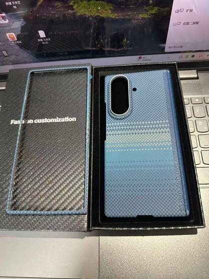 Genuine Aramid Carbon Fiber Magsafe Case for Samsung Galaxy Z Fold 6 Fold 7 Matte Bulletproof Thin Hard Magnetic Wireless Cover