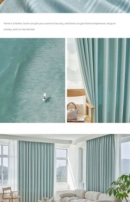 Japanese Simple Thickened Living Room Blackout Curtain Light Luxury High End Fresh Bedroom Curtains 2025 New Velvet Linen Drapes