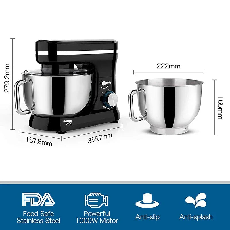 Powerful Stand Mixer Electric Blender Desktop Egg Whisk 1000w 8+P Speed Food Processor Multifunctional Kitchen Mixer with Bowl
