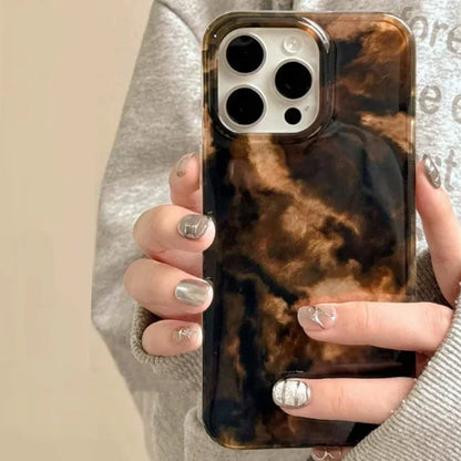 Vortex Pattern Blue Brown Black Blend Splicing Phone Case for IPhone 11 12 13 14 15 16 Pro Max Shockproof Hard Back Cover Fundas