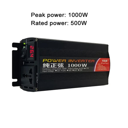 Inverter 12v 220v  For 110v  Pure Sine DC 12V 24V  Power 1000W 2000W 2600W Solar Car Inverters Single Digital Display Converter