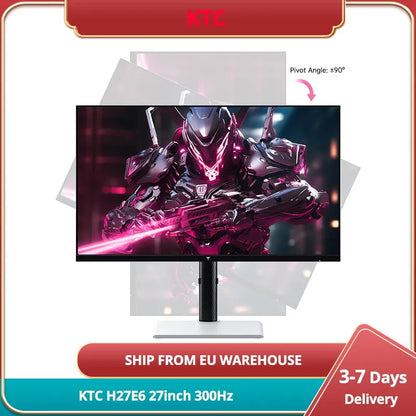 KTC H27E6 27inch Gaming Monitor 2560*1440 QHD Fast IPS Screen 300Hz Refresh Rate Up to 320Hz HDR 400 1Ms Response Time FreeSync & G Sync