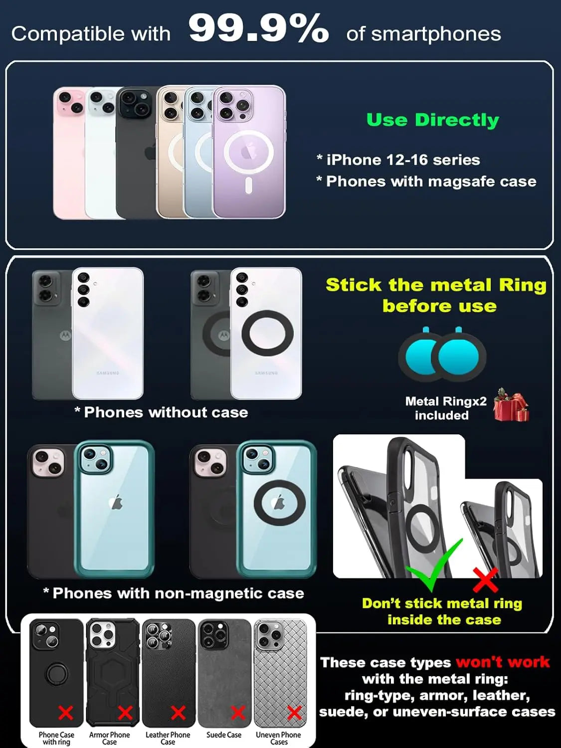 Magnetic Car Phone Holder Foldable Design Upgraded 360° Adjustable Vacuum Suction Cup Bracket for Car Dashboard & Windshield