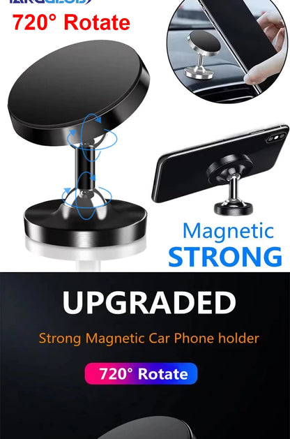 Creative Dual Axis Alloy magnetic car bracket 720 ° rotation Double ball magnetic phone holder for Any model phone