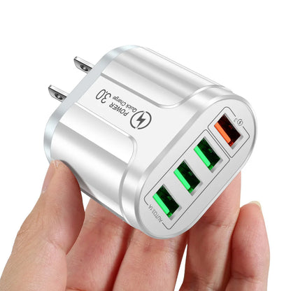 4 USB 48W USB Charger Fast Charge 4 Ports QC 3.0 Charging EU US Plug Adapter Wall Travel Charger For iPhone Xiaomi Mobile Phone