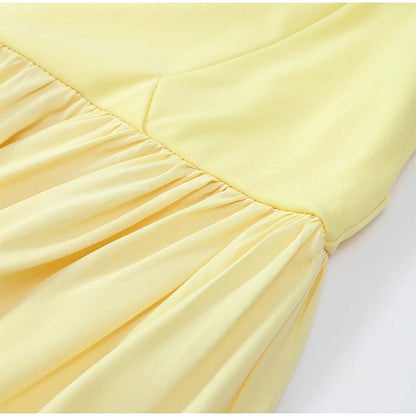 Butter Yellow Mesh Splicing Long Dress Elegant Strapless Split Backless Pleated Gowns For Women 2026 Lady Evening Party Gowns