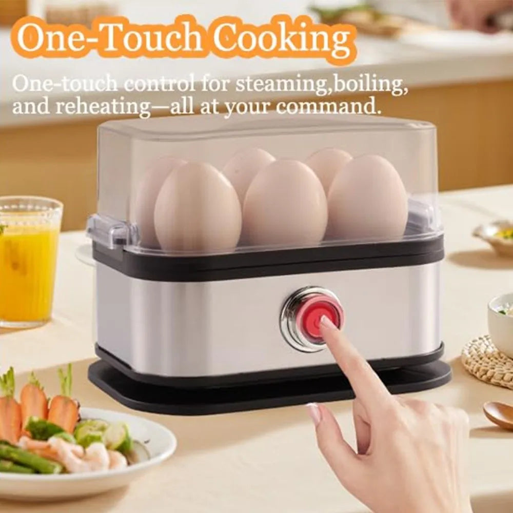 200W Power Eggs Boiler Space Saving Auto Shut-Off Smart Egg Cooker 6 Eggs Capacity Stainless Steel Rapid Egg Cooker2026new