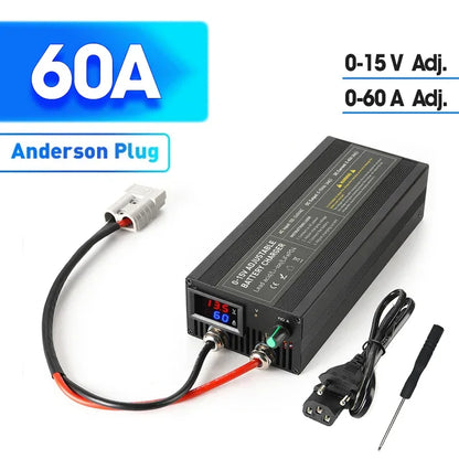 12V 60A 100Ah Solar Large Charger Current Voltage Adjustable for Lifepo4 Universal Chargers Outdoor power supply