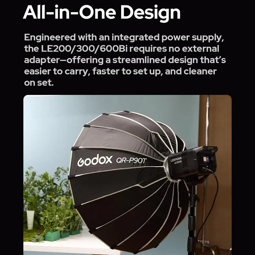 Godox Litemons LE200Bi/LE300Bi/LE600Bi Bi-color LED Light Unmatched Brightness APP Control with Bowens Mount for Shooting