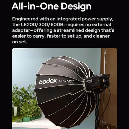 Godox Litemons LE200Bi/LE300Bi/LE600Bi Bi-color LED Light Unmatched Brightness APP Control with Bowens Mount for Shooting