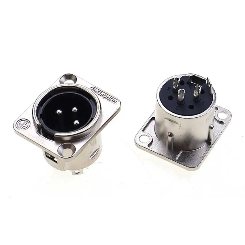 JCD XLR 3pin Male Female Panel Audio Microphone Mixer Plug Jack Connector YS145 YS146 Male Female 3 Core XLR Metal Socket