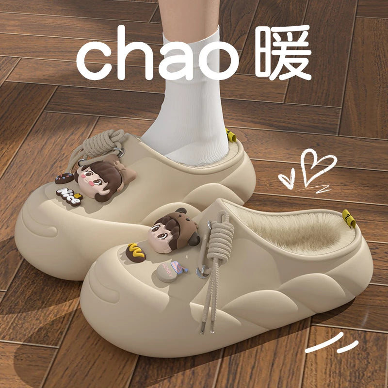 Cute Girl Eva Warm Winter Women Slippers 2024 Home Cotton Shoes Sweet Women's Slippers For Home