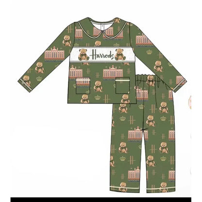 Boutique Kids Night Sleeping Bathrobe Dressing Gown Baby Robe Pajamas Toddler Boy Christmas Gingerbread Clothing Set