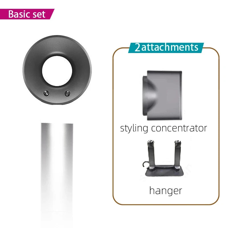 Leafless constant temperature hair dryer for personal hair care and styling; home professional hair style accessories kit (5+1)