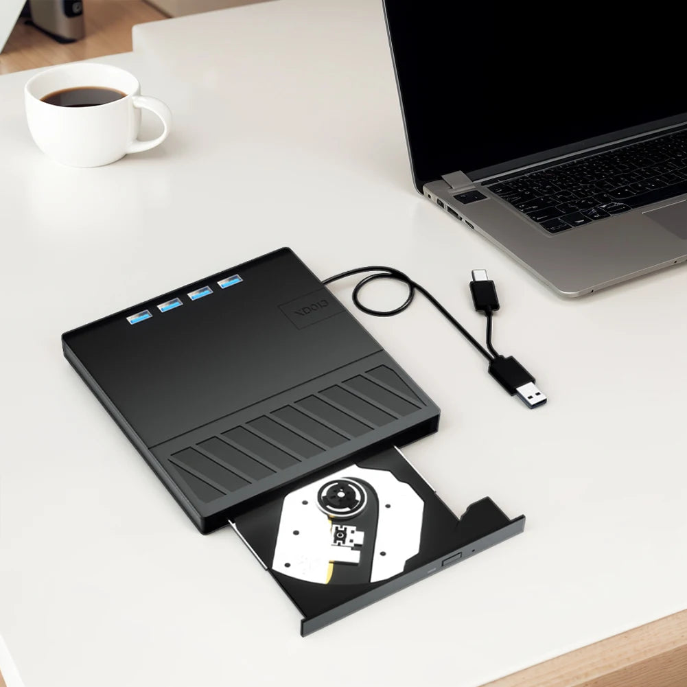 7 in 1 USB 3.0 Type C External CD DVD RW Optical Drive with SD/TF Port CD/DVD/BD -/+RW Player Burner Writer Reader for Laptop PC