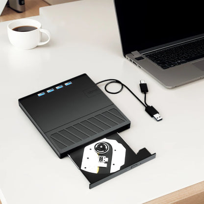 7 in 1 USB 3.0 Type C External CD DVD RW Optical Drive with SD/TF Port CD/DVD/BD -/+RW Player Burner Writer Reader for Laptop PC